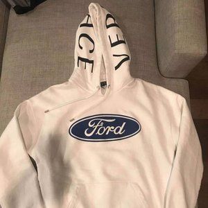 Versace & Ford Logo Hoodie Sweatshirt White Blue